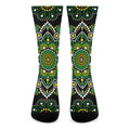 Green White Dot Mandala Print Crew Socks