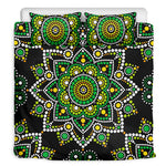 Green White Dot Mandala Print Duvet Cover Bedding Set