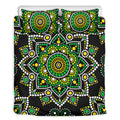 Green White Dot Mandala Print Duvet Cover Bedding Set