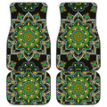 Green White Dot Mandala Print Front and Back Car Floor Mats