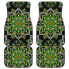 Green White Dot Mandala Print Front and Back Car Floor Mats