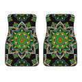 Green White Dot Mandala Print Front Car Floor Mats