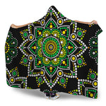 Green White Dot Mandala Print Hooded Blanket