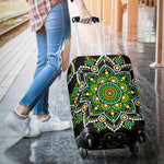 Green White Dot Mandala Print Luggage Cover GearFrost