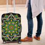 Green White Dot Mandala Print Luggage Cover GearFrost
