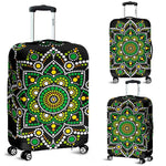 Green White Dot Mandala Print Luggage Cover GearFrost