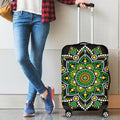 Green White Dot Mandala Print Luggage Cover