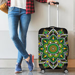 Green White Dot Mandala Print Luggage Cover GearFrost