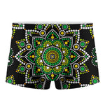 Green White Dot Mandala Print Men's Boxer Briefs