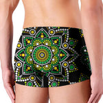 Green White Dot Mandala Print Men's Boxer Briefs