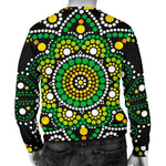 Green White Dot Mandala Print Men's Crewneck Sweatshirt GearFrost