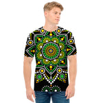 Green White Dot Mandala Print Men's T-Shirt