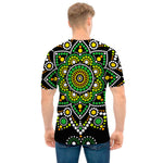 Green White Dot Mandala Print Men's T-Shirt