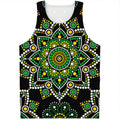 Green White Dot Mandala Print Men's Tank Top