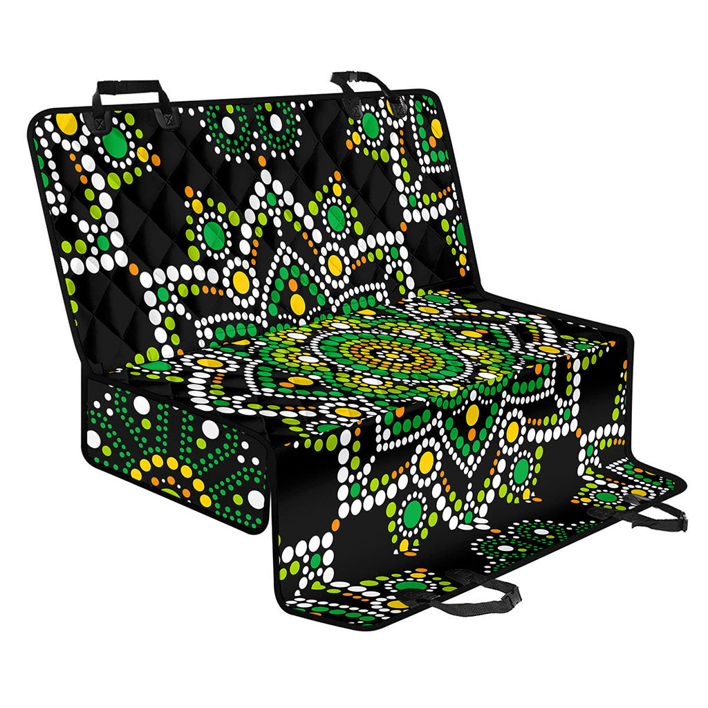 Green White Dot Mandala Print Pet Car Back Seat Cover