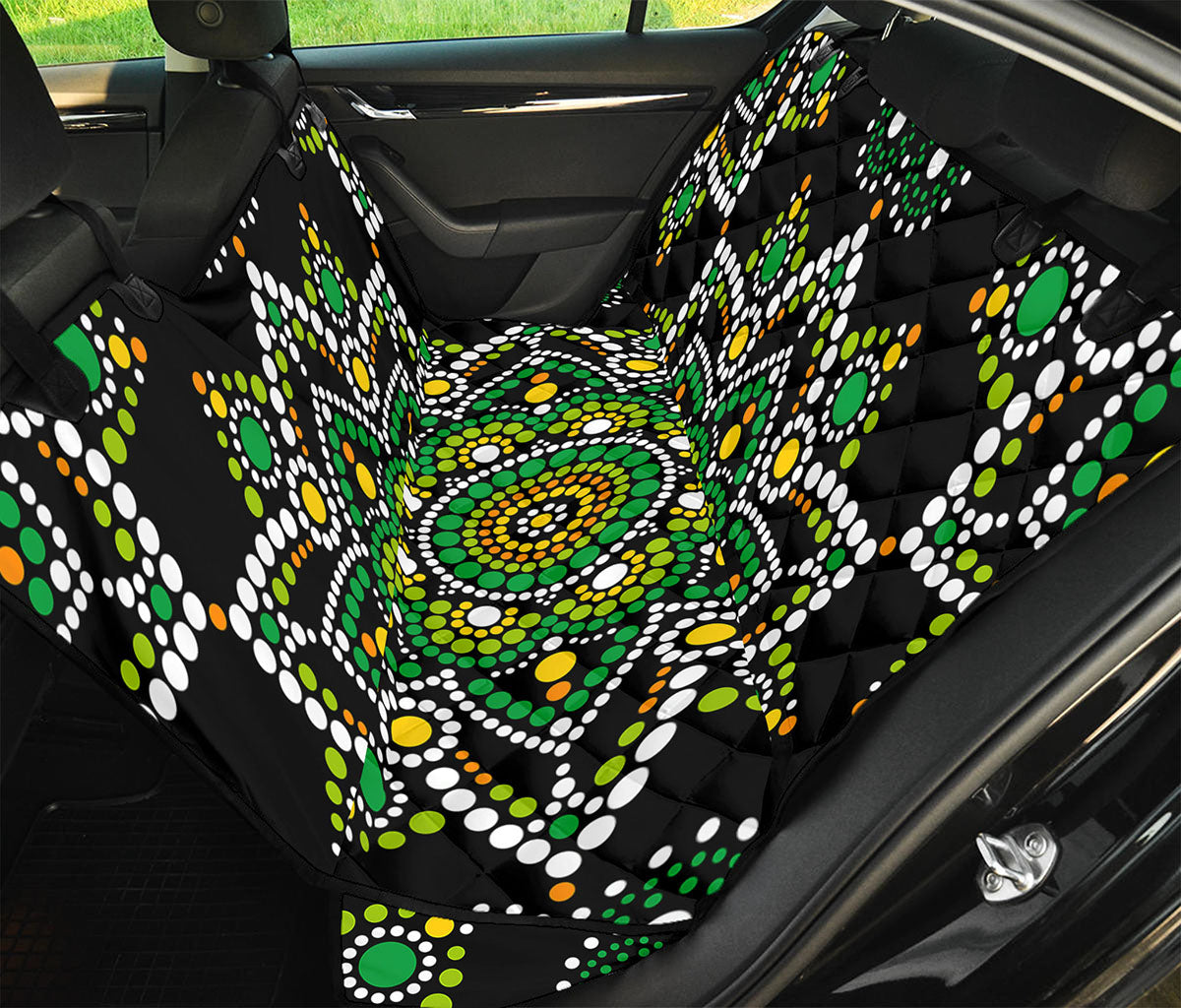 Green White Dot Mandala Print Pet Car Back Seat Cover