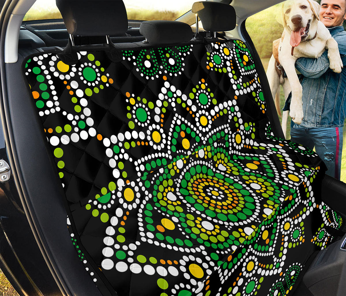 Green White Dot Mandala Print Pet Car Back Seat Cover