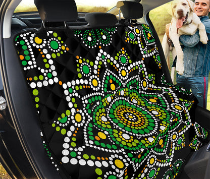 Green White Dot Mandala Print Pet Car Back Seat Cover