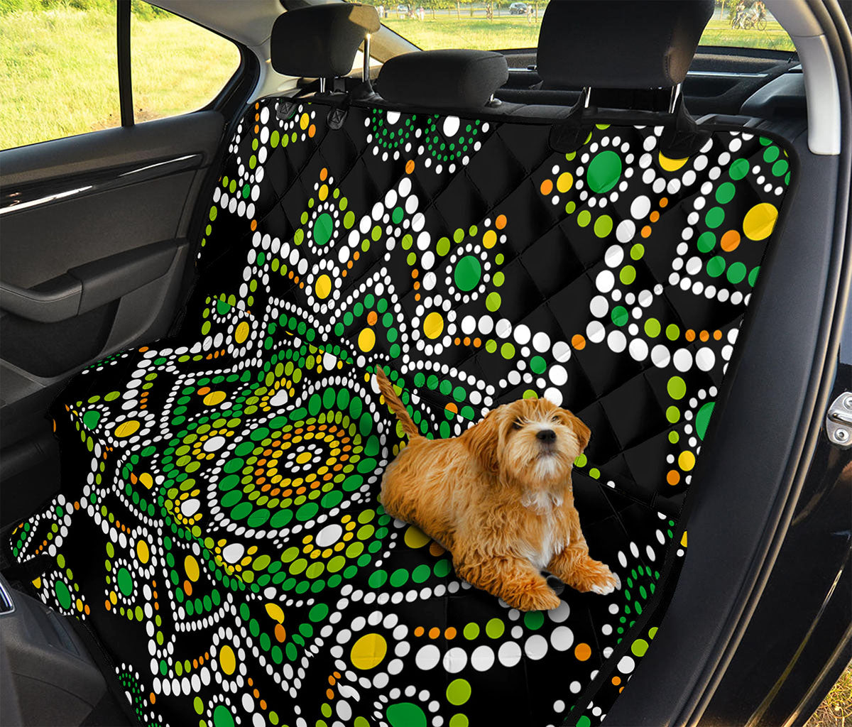 Green White Dot Mandala Print Pet Car Back Seat Cover