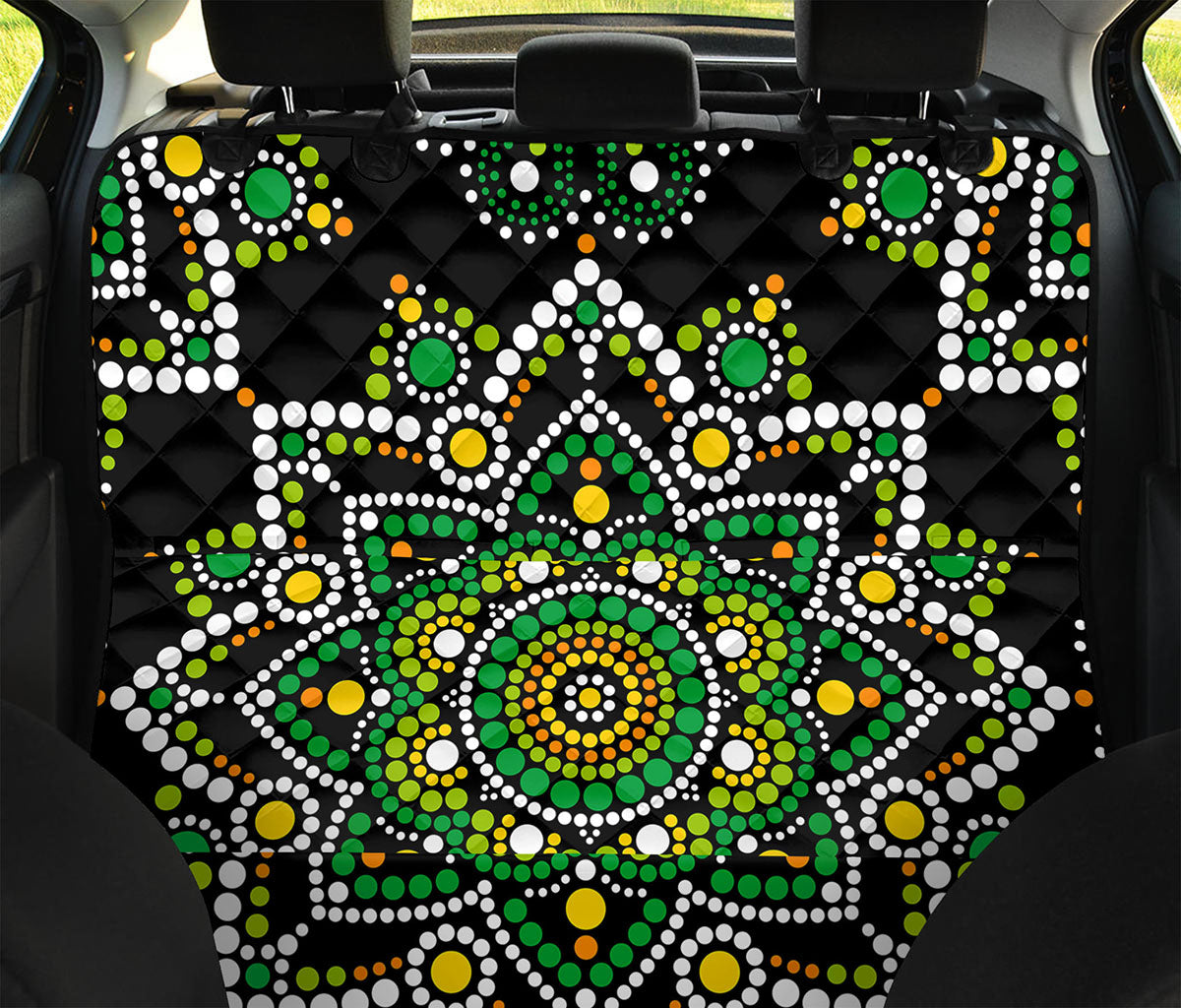 Green White Dot Mandala Print Pet Car Back Seat Cover