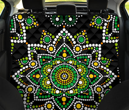 Green White Dot Mandala Print Pet Car Back Seat Cover