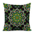 Green White Dot Mandala Print Pillow Cover