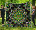Green White Dot Mandala Print Quilt