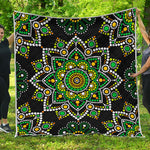 Green White Dot Mandala Print Quilt
