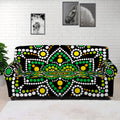 Green White Dot Mandala Print Sofa Cover