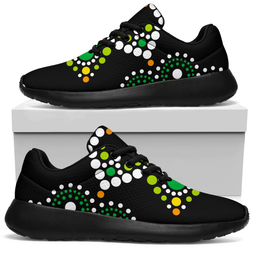 Green White Dot Mandala Print Sport Shoes GearFrost