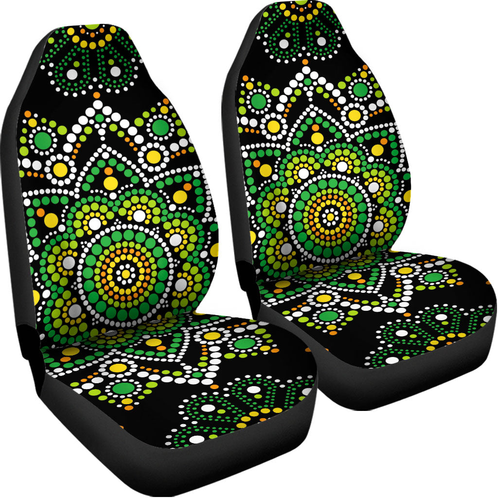 Green White Dot Mandala Print Universal Fit Car Seat Covers