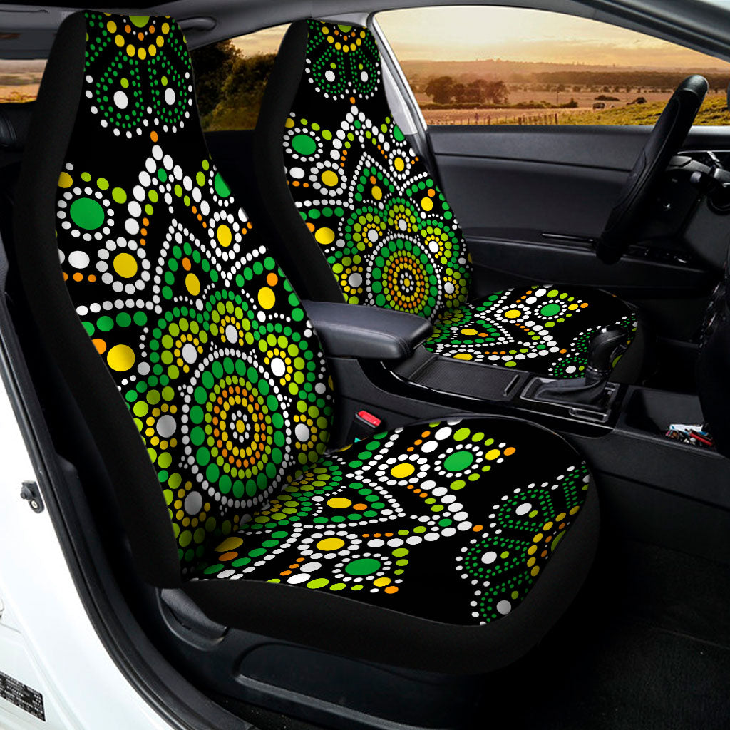 Green White Dot Mandala Print Universal Fit Car Seat Covers