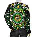 Green White Dot Mandala Print Women's Crewneck Sweatshirt GearFrost