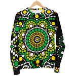 Green White Dot Mandala Print Women's Crewneck Sweatshirt GearFrost