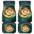 Green Yellow Spiral Galaxy Space Print Front and Back Car Floor Mats