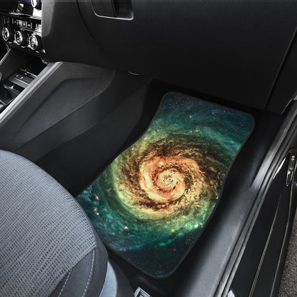 Green Yellow Spiral Galaxy Space Print Front Car Floor Mats GearFrost