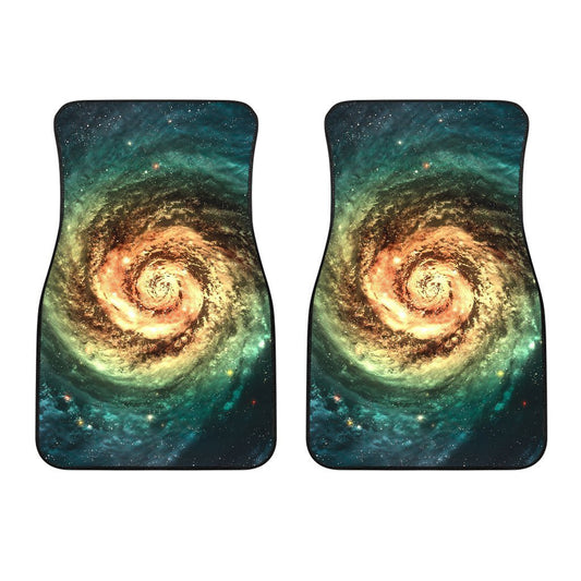 Green Yellow Spiral Galaxy Space Print Front Car Floor Mats GearFrost