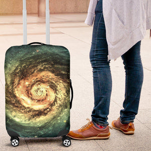 Green Yellow Spiral Galaxy Space Print Luggage Cover GearFrost