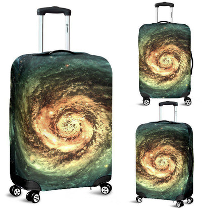 Green Yellow Spiral Galaxy Space Print Luggage Cover GearFrost