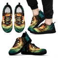 Green Yellow Spiral Galaxy Space Print Black Running Shoes