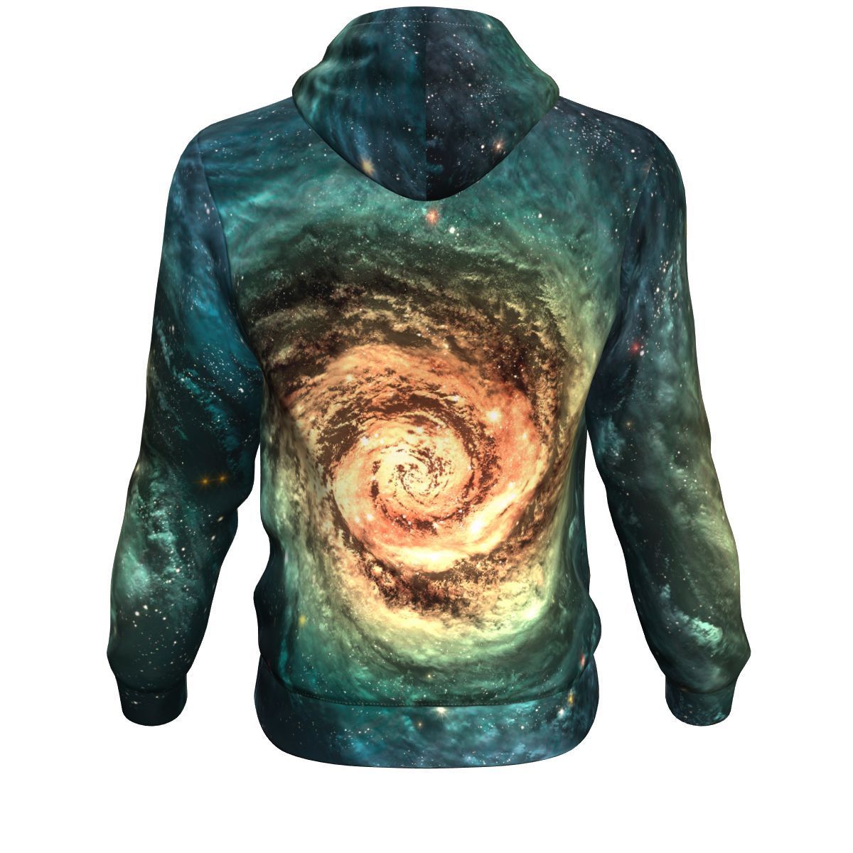 Green Yellow Spiral Galaxy Space Print Unisex Pullover Hoodie GearFrost
