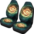 Green Yellow Spiral Galaxy Space Print Universal Fit Car Seat Covers