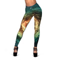 Green Yellow Spiral Galaxy Space Print Women's Leggings