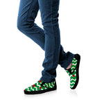 Green Zigzag Ladybird Pattern Print Black Slip On Shoes