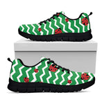 Green Zigzag Ladybird Pattern Print Black Sneakers