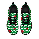 Green Zigzag Ladybird Pattern Print Black Sneakers