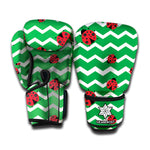 Green Zigzag Ladybird Pattern Print Boxing Gloves