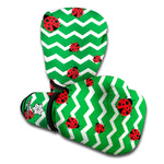 Green Zigzag Ladybird Pattern Print Boxing Gloves