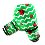 Green Zigzag Ladybird Pattern Print Boxing Gloves