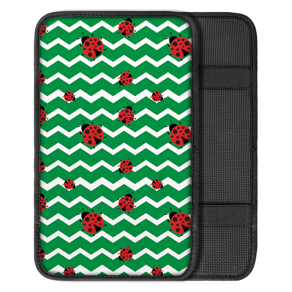 Green Zigzag Ladybird Pattern Print Car Center Console Cover